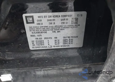 2020 Buick Encore Fwd Preferred z USA, uszkodzony, nr VIN KL4CJASB5LB074340